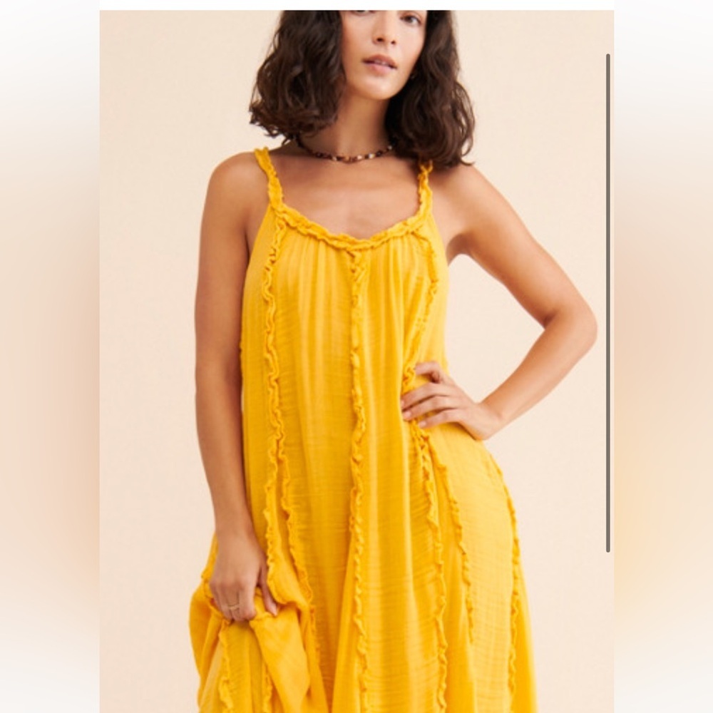 Free People Golden Yellow Ruffle Maxi Dress